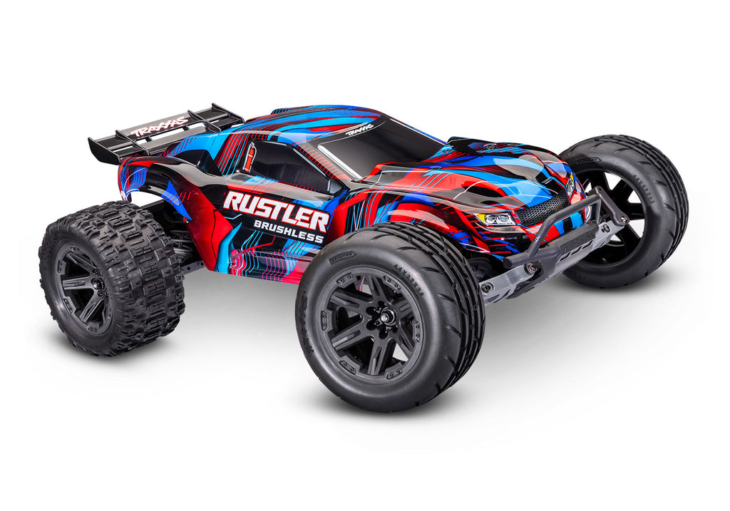 Traxxas Rustler 2WD HD VX3 RC Stadium Truck 1/10 - Red, 3/4 front view
