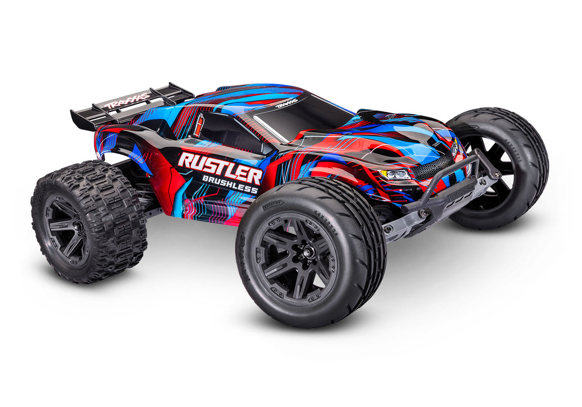 Traxxas Rustler 2WD HD VX3 RC Stadium Truck 1/10 - Red, 3/4 front view
