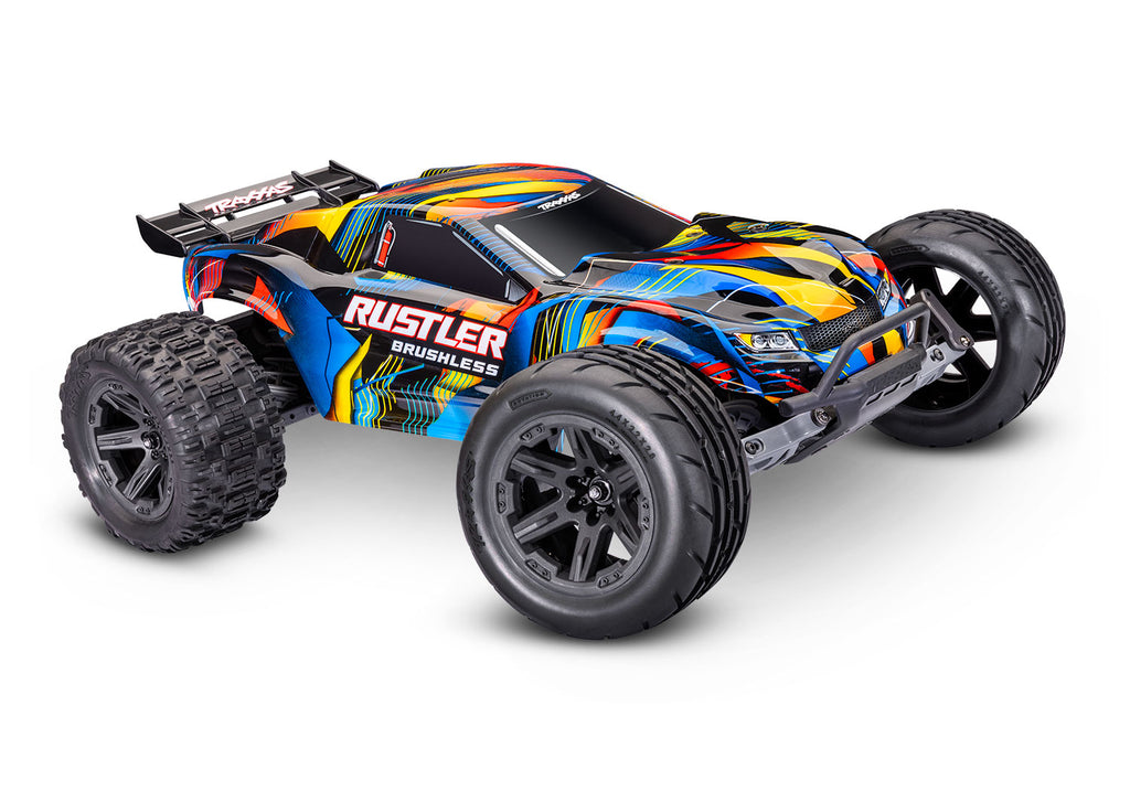 Traxxas Rustler 2WD HD VX3 RC Stadium Truck 1/10 - Yellow, 3/4 front view