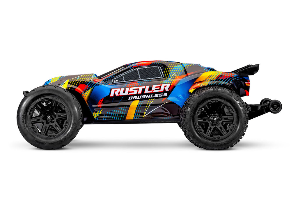 Traxxas Rustler 2WD HD VX3 RC Stadium Truck 1/10 - Yellow, side view