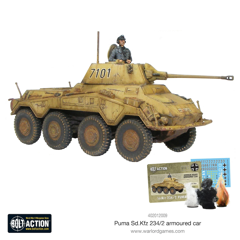 Bolt Action 402012009 1/56 German Army Vehicles & Transport Puma Sd.Kfz 234/2 Armoured Car - Hobby City NZ (8949325562093)