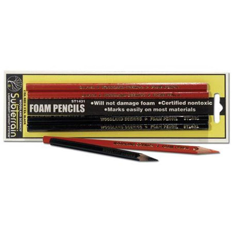 Woodland Scenics ST1431 Foam Pencils - Red and Black (2 each/pk) - Hobby City NZ