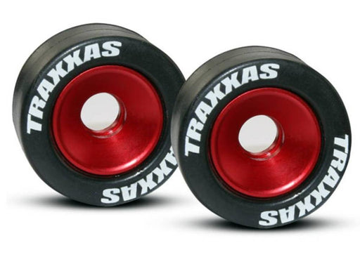 Traxxas 5186 - Wheels Aluminum (Red-Anodized) (2)/ 5X8Mm Ball Bearings (4)/ Axles (2)/ Rubber Tires (2) (769085833265)