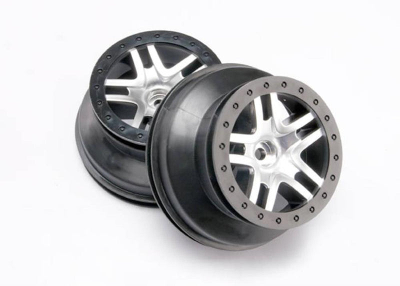 Traxxas 5876 - Wheels Sct Split-Spoke Satin Chrome Black Beadlock Style Dual Profile (2)