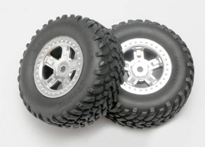 Traxxas 7073 - Sct Satin Chrome Wheels Sct Off-Road Racing Tires (2)