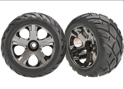 Traxxas 3777A - All-Star Black Chrome Wheels Anaconda Tires (2) (769155170353)
