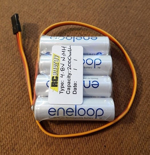 Eneloop 4-Cell Flat 4.8V 2000mAh AA/R6 NiMH Pack - JR/Servo Connector - Hobby City NZ