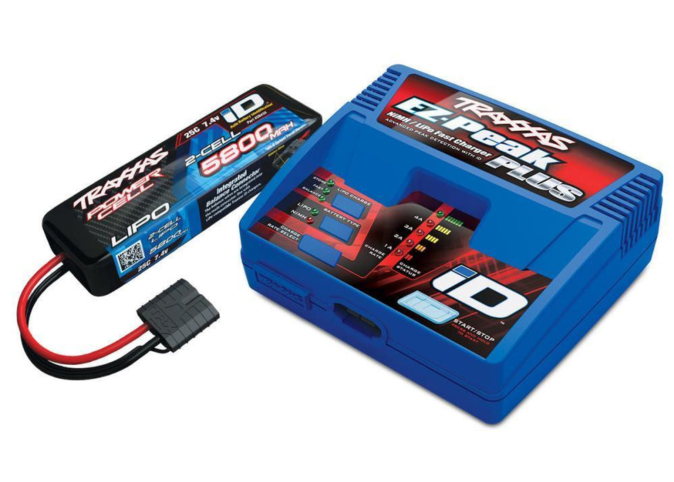 Traxxas 2992 - 2s Battery/Charger Completer Pack (Includes #2970 Id Charger (1) #2843X 5800Mah 7.4V 2-Cell 25C Lipo Battery (1)) (8339110265069)