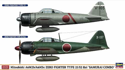 Hasegawa 01973 1/72 Mitsubishi A6M2b/A6M5c Zero Type 21/52 HEI "Samurai Combo" (2 kits) (795029700657)