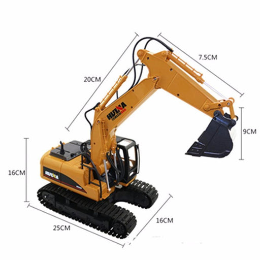 Huina 1550 2.4G 15Ch RC Excavator w/die-cast bucket 1/14 scale by HUINA (8324269768941)