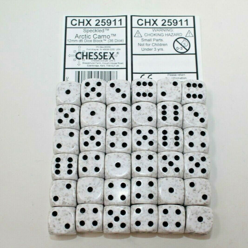 Chessex 25911 Speckled 12mm d6 Arctic Camo Dice Block (36 dice) (9003722309869)