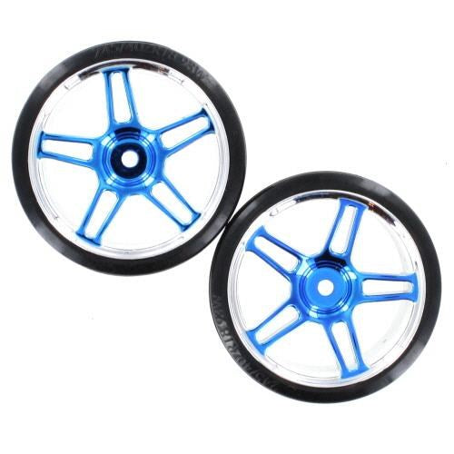 Redcat Racing 07003B Chrome & blue 5 split spoke wheels w/ drift tires (2pcs)(plastic)