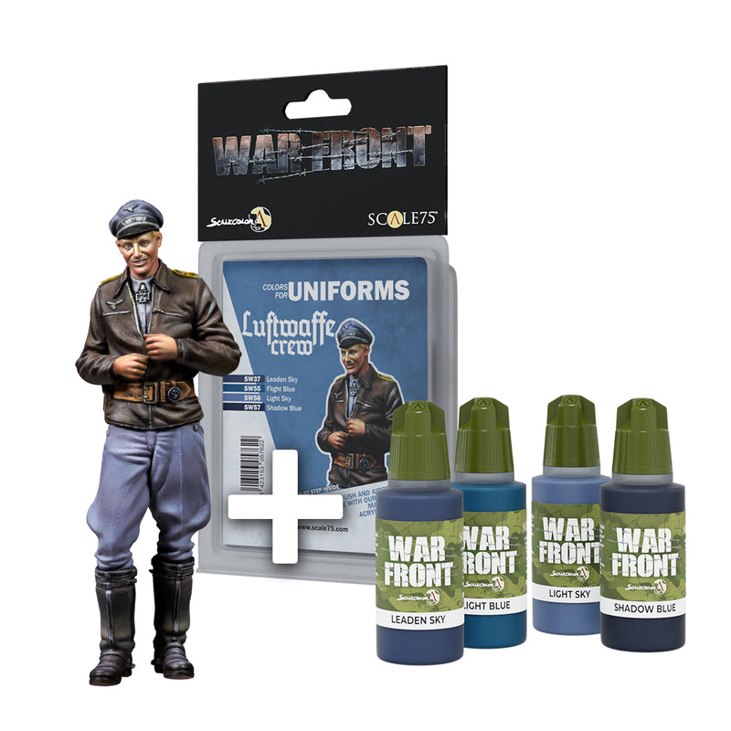 Scale 75 SWPACK-008 Figures Warfront Pack Erich Bubi Hatmann + Luftwaffe Crew Paint Set  50mm