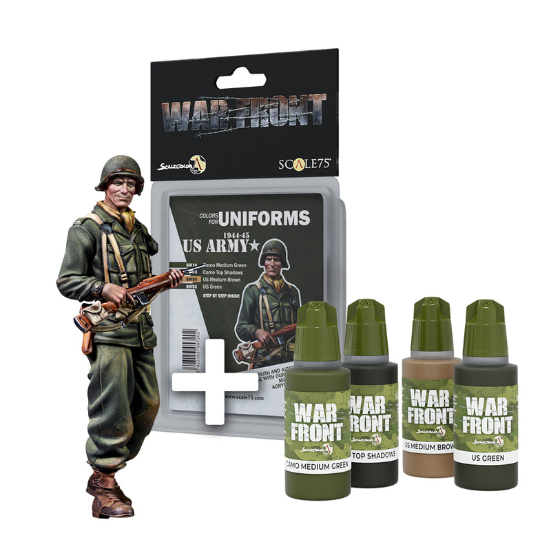 Scale 75 SWPACK-007 Figures Warfront Pack Us Lieutenant + Us Army 1944-1945 Paint Set  50mm