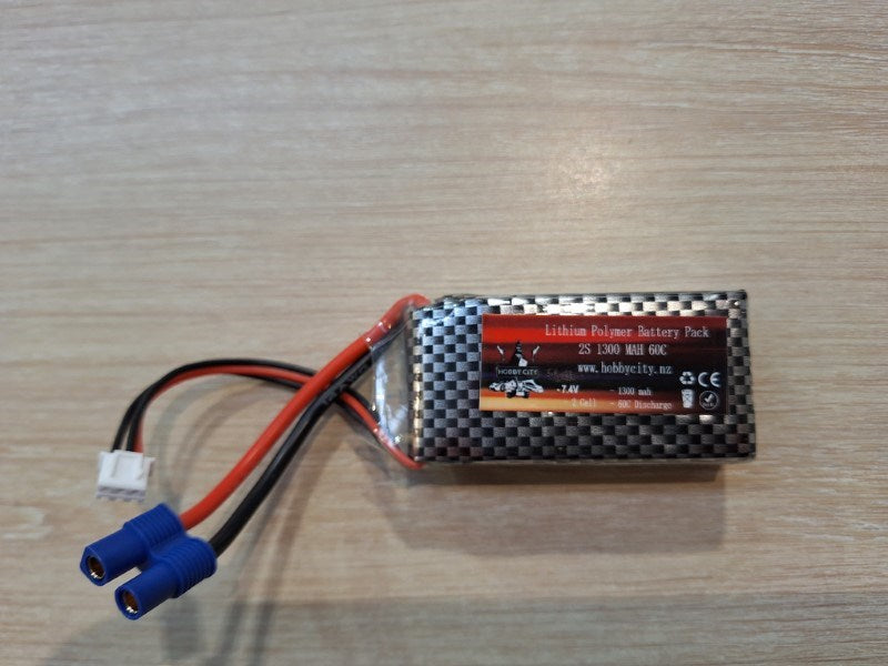 Hobby City 7.4V 2S 1300mah 60C Lipo Battery EC3 Plug - Hobby City NZ