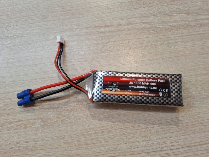 Helios 7.4V 2S 1800mah 60C Lipo Battery EC3 Plug