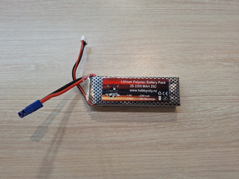 Hobby City 7.4V 2S 2200mah 25C Lipo Battery EC3 Plug - Hobby City NZ