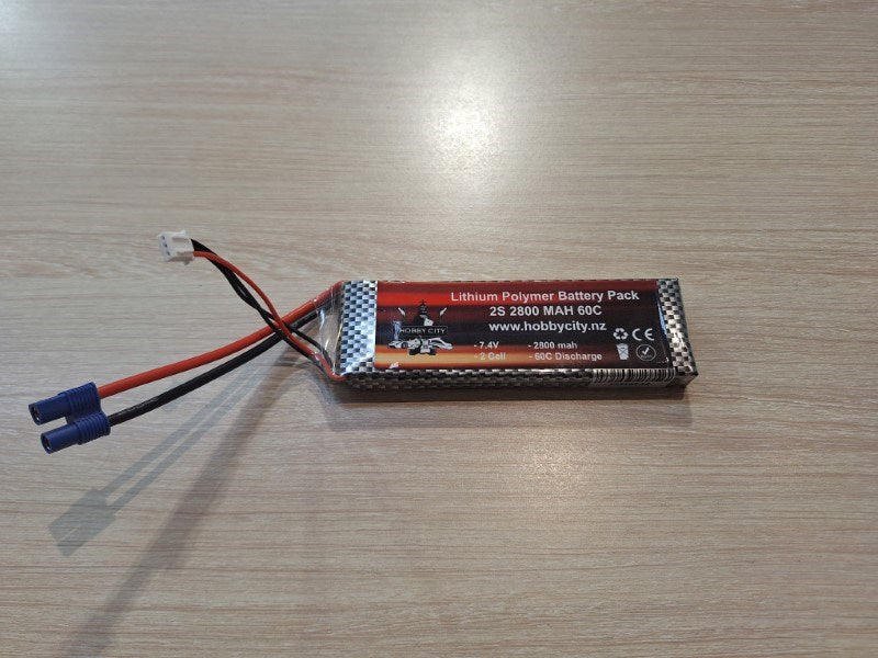 Hobby City 7.4V 2S 2800mah 60C Lipo Battery EC3 Plug - Hobby City NZ