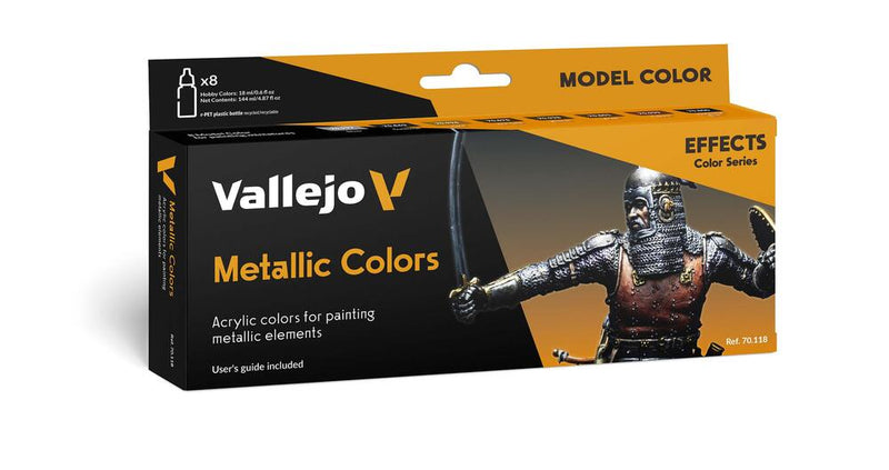 Vallejo AV70118 Metallic Colors - Effects / 8 colors set - Hobby City NZ (9004812140781)