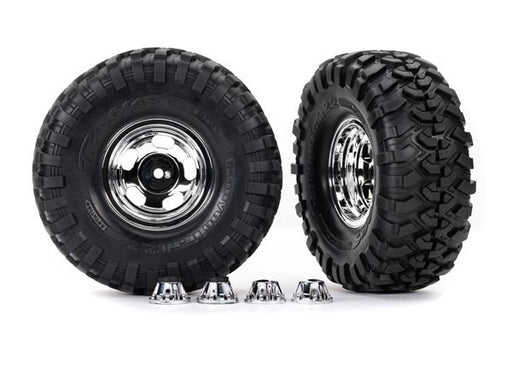 Traxxas 8159X Tires & wheels assembled glued \(requires #8255A extended thread stub axle) (8195286073581)