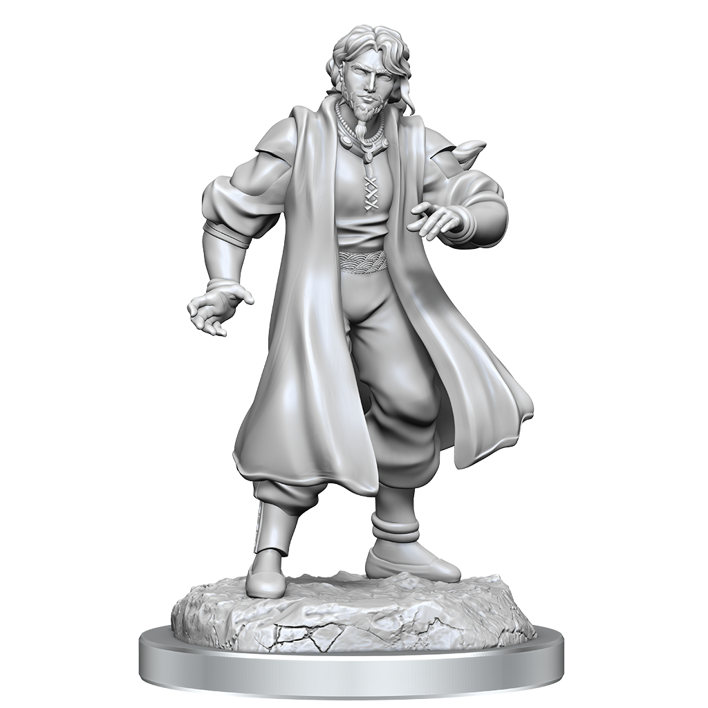 WizKids Critical Role Unpainted Miniatures Male Human Sorcerer Merchant & Tiger Demon - WZK90551