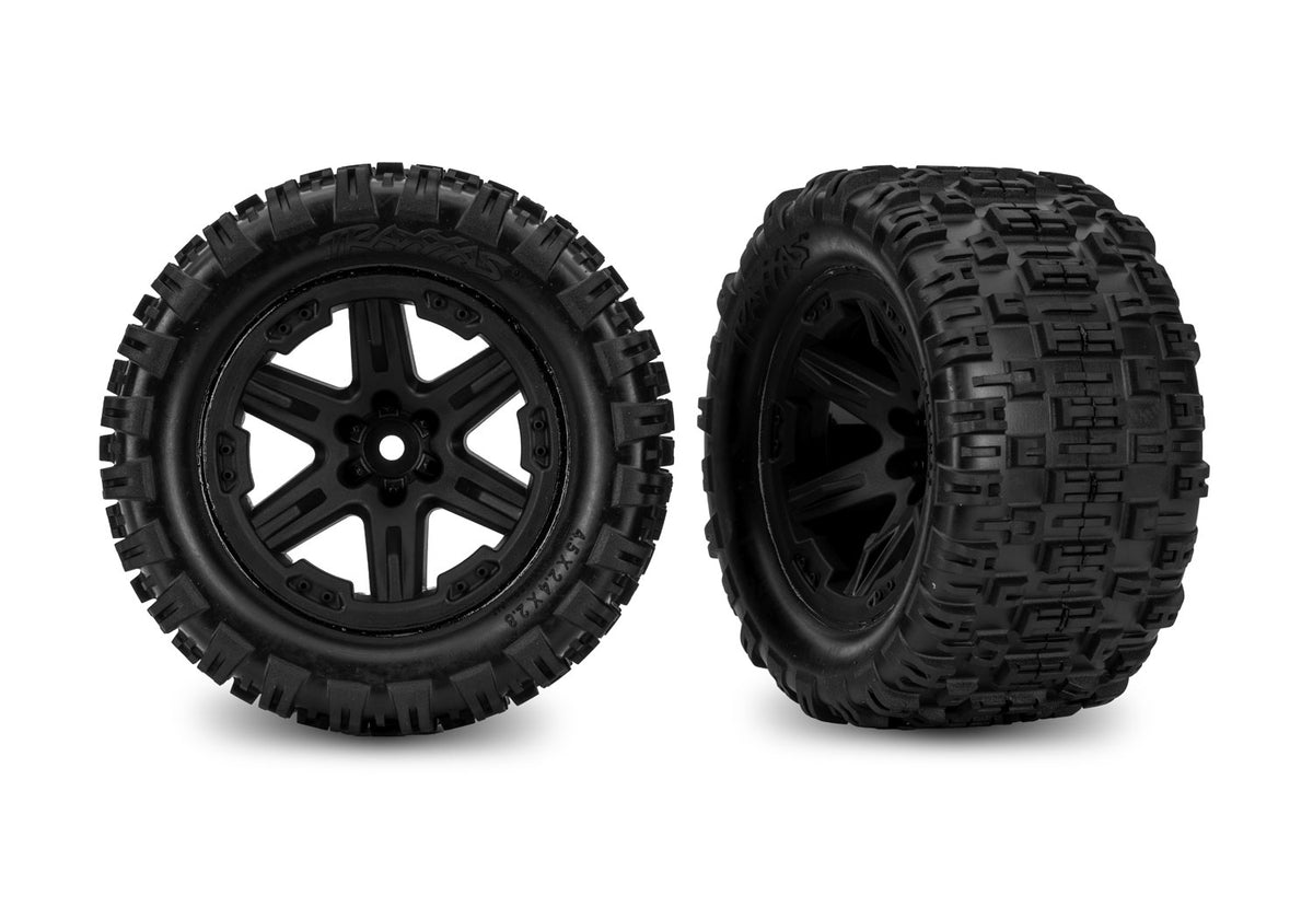 Traxxas Assembled Glued 2.8in RXT Black Sledgehammer ST RC Wheel &amp; Tyre Set - 9170 - TRX9170-BLK