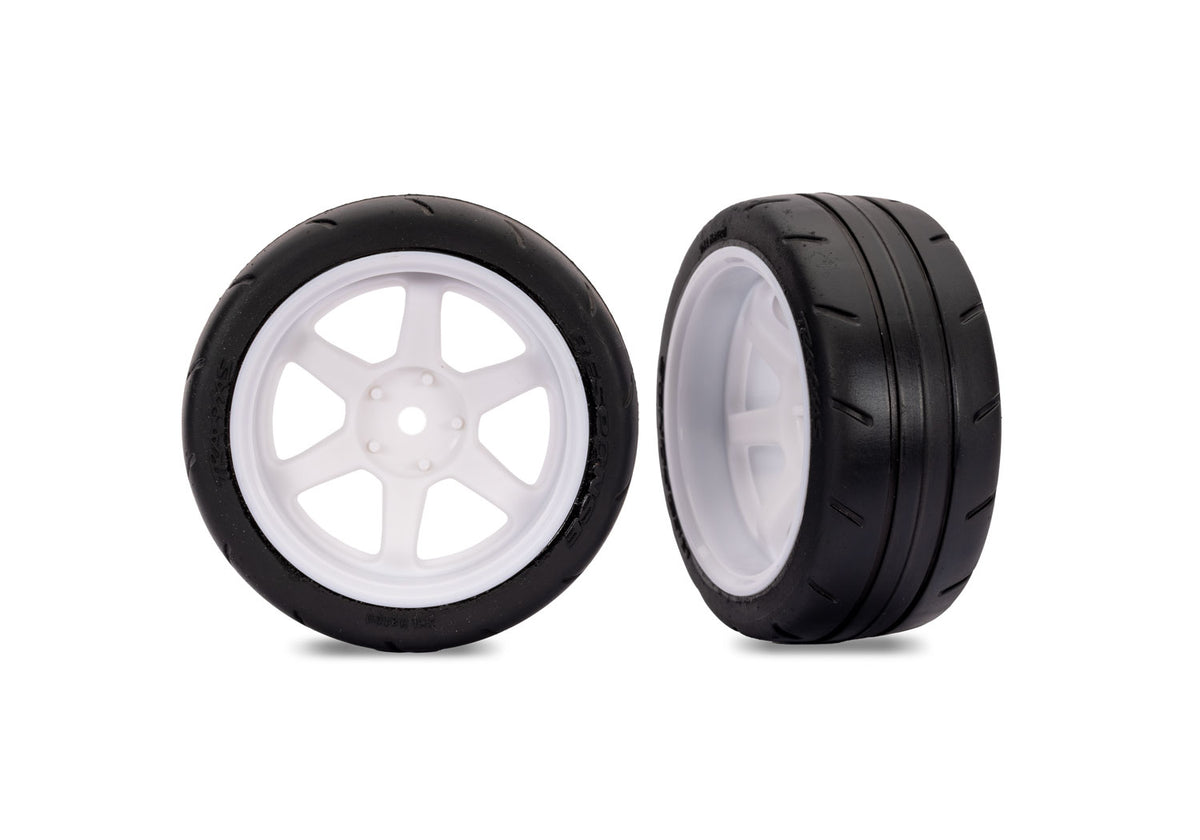 Traxxas White 6-Spoke Rear Wheels & Response Tyres RC Wheel & Tyre Set 1/10 Scale