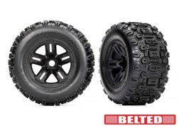 Traxxas 9573 T&W 3.8 BLK WHL W/SLDGEHMR TIRE