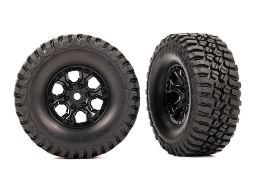 Traxxas 9774 Tires & wheels assembled (black 1.0' wheels BFGoodrich Mud-Terrain T/A KM3 2.2x1.0' tires) (2) (8120434852077)
