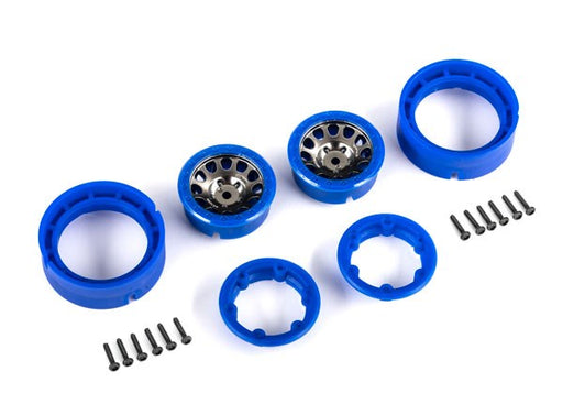 Traxxas 9781-BLKBL Wheels 1.0' Method Race Wheels 105 Beadlock (satin black chrome with blue beadlock) (2) (8177833279725)