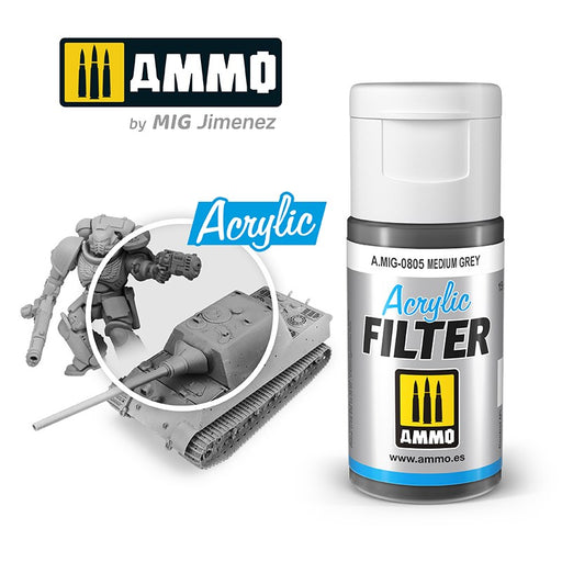 AMMO by Mig Jimenez 0805 Acrylic Filter Medium Grey (6660654006321)