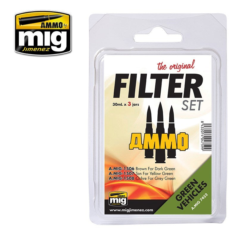 AMMO by Mig Jimenez A.MIG-7452 FILTER SET FOR GREEN VEHICLES