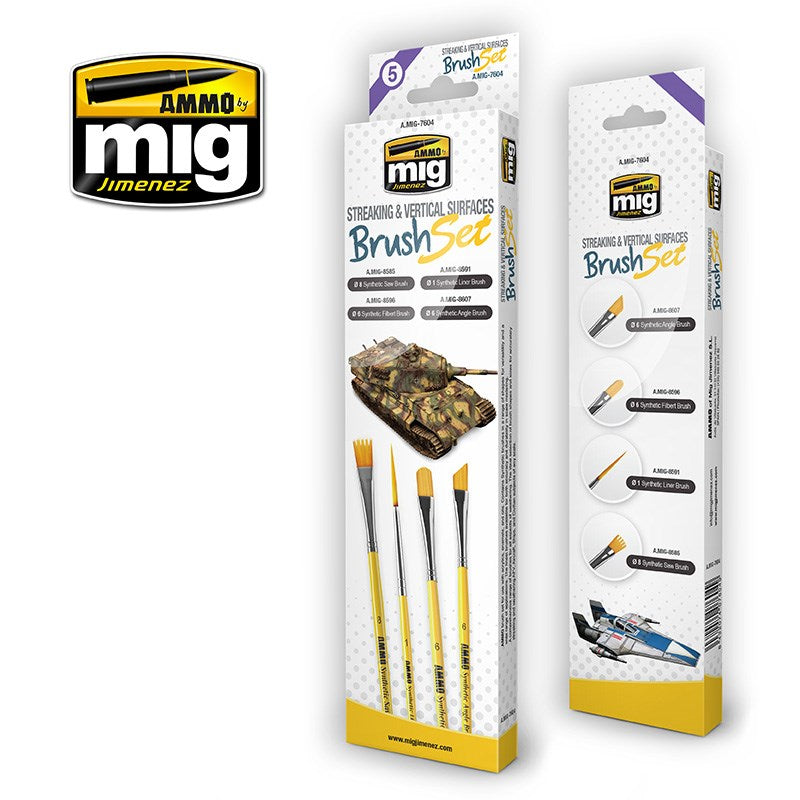 AMMO by Mig Jimenez A.MIG-7604 STREAKING AND VERTICAL SURFACES BRUSH SET - Hobby City NZ