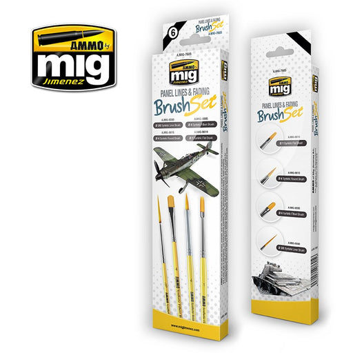 AMMO by Mig Jimenez A.MIG-7605 PANEL LINES AND FADING BRUSH SET (8170392289517)