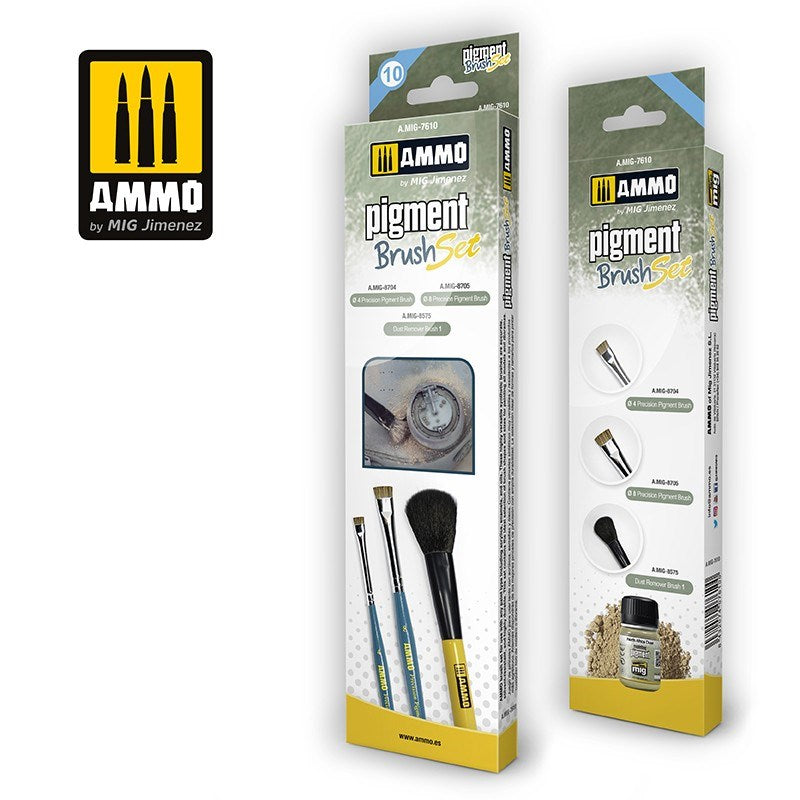 AMMO by Mig Jimenez A.MIG-7610 Pigment Brushes Set - Hobby City NZ
