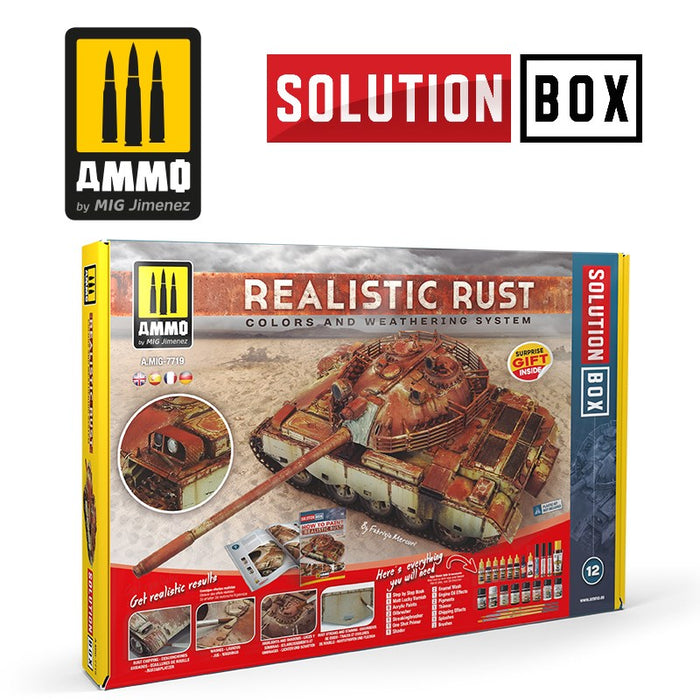 AMMO by Mig Jimenez A.MIG-7719 SOLUTION BOX: Realistic Rust Solution Box
