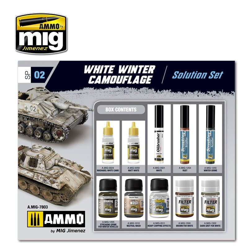 AMMO by Mig Jimenez A.MIG-7803  WHITE WINTER CAMOUFLAGE WEATHERING SET