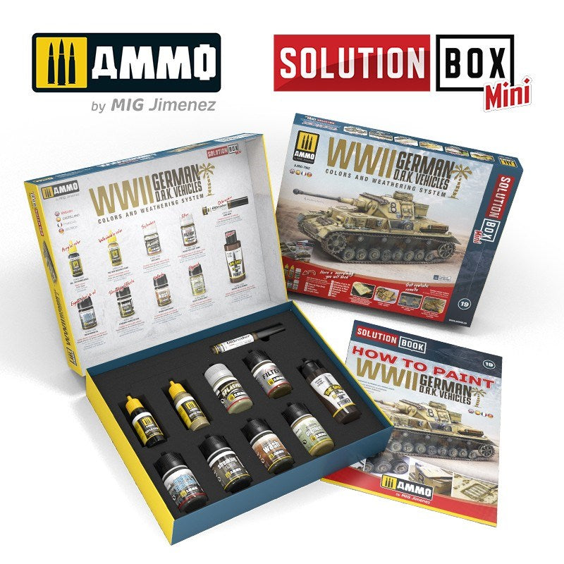 AMMO by Mig Jimenez A.MIG-7902 SOLUTION BOX MINI #19 WWII German D.A.K. Vehicles - Hobby City NZ