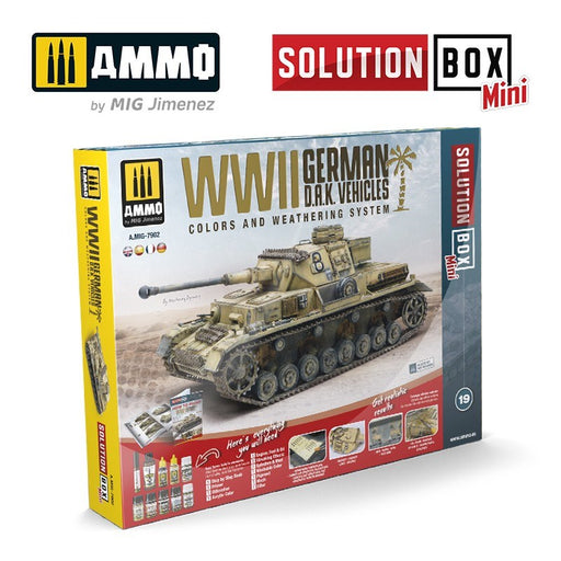 AMMO by Mig Jimenez A.MIG-7902 SOLUTION BOX MINI #19 WWII German D.A.K. Vehicles - Hobby City NZ