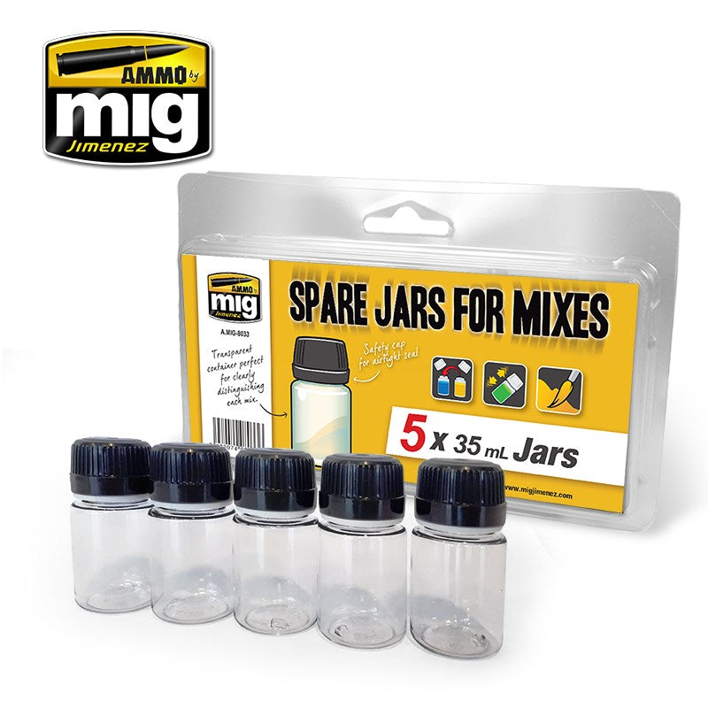 AMMO by Mig Jimenez A.MIG-8033 SPARE BIG JARS FOR MIXES (5 x 35 ml jars) - Hobby City NZ
