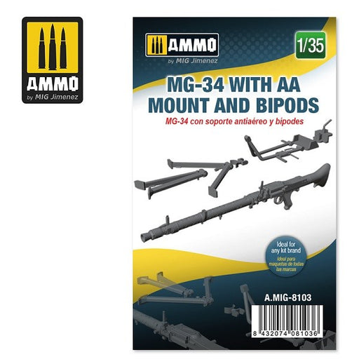 AMMO by Mig Jimenez A.MIG-8103 1/35 MG-34 with AA Mount and Bipods (6560348995633)