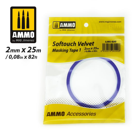 AMMO by Mig Jimenez 8240 SOFTOUCH VELVET MASKING TAPE 1 (2mm X 25M) (6657326121009)