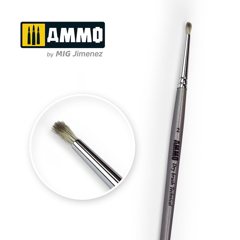 AMMO by Mig Jimenez A.MIG-8700 SIZE 2 AMMO DRYBRUSH TECHNICAL BRUSH