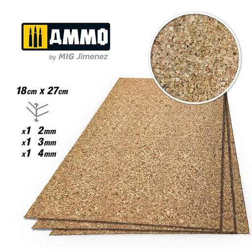 AMMO by Mig Jimenez A.MIG-8842 CREATE CORK Medium Grain Mix (2mm 3mm and 4mm) 1 pc each size (8471019323629)