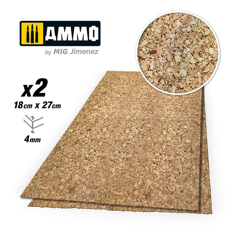 AMMO by Mig Jimenez A.MIG-8844 CREATE CORK Thick Grain (4mm) 2 pcs - Hobby City NZ