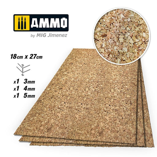 AMMO by Mig Jimenez A.MIG-8846 CREATE CORK Thick Grain Mix (3mm 4mm and 5mm) 1 pc each size (8170405069037)