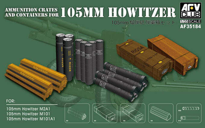 AFV Club 35184 1/35 Ammunition Crates And Containers For 105mm Howitzer (M101/M101A1/M2A1)