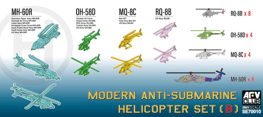 AFV Club SE70010 1/700 Modern Anti-submarine Helicopter Set 2 (MH-60R & OH-58D & MQ-8B/C) - Hobby City NZ (8964706435309)