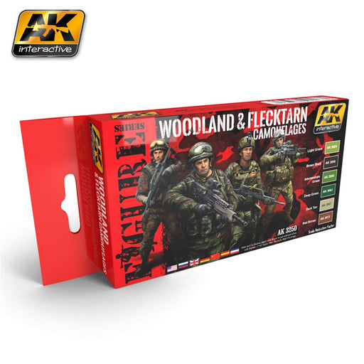 AK Interactive AK3250 WOODLAND & FLECK CAMO (8346765132013)