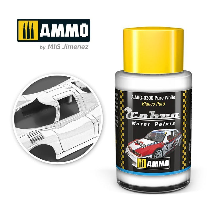 AMMO by Mig Jimenez A.MIG-0300 Cobra Motor Pure White Acrylic Paint (8469601157357)